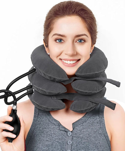 Cervical Neck Traction Device Relief for Chronic Neck & Shoulder Alignment Pain Inflatable Neck Stretcher Collar