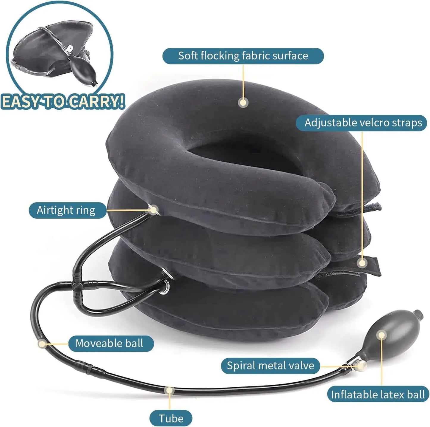 Cervical Neck Traction Device Relief for Chronic Neck & Shoulder Alignment Pain Inflatable Neck Stretcher Collar