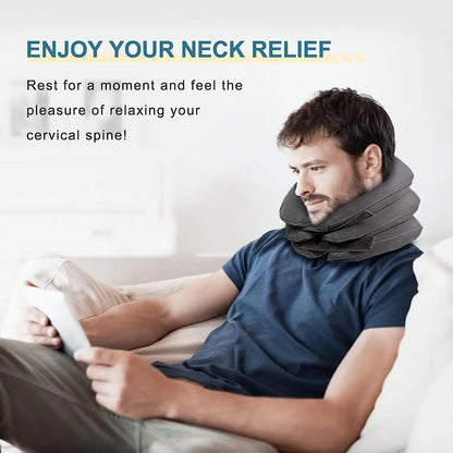 Cervical Neck Traction Device Relief for Chronic Neck & Shoulder Alignment Pain Inflatable Neck Stretcher Collar